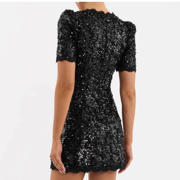 BEST Rebecca Vallance Diana Bow Mini Dress Sequin Black Cocktail Party AU8/US4 - Picture 8 of 9